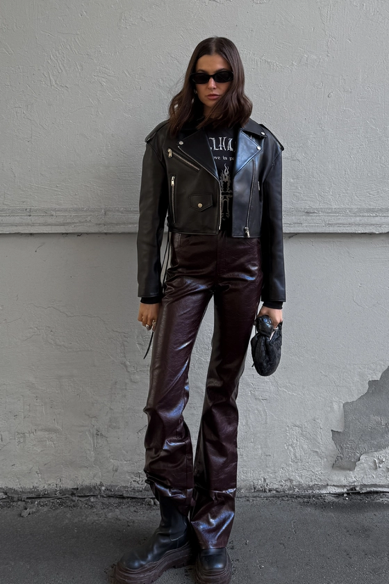 Куртка шкіряна зі шнурівкою 