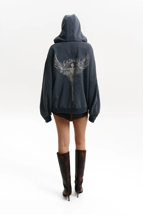 Худі у вінтажному стилі з принтом Янгол