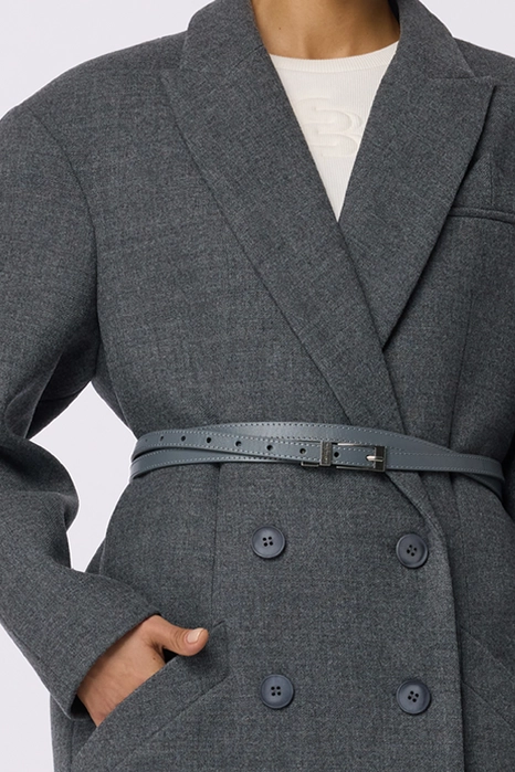 Double-breasted coat with accent shoulder