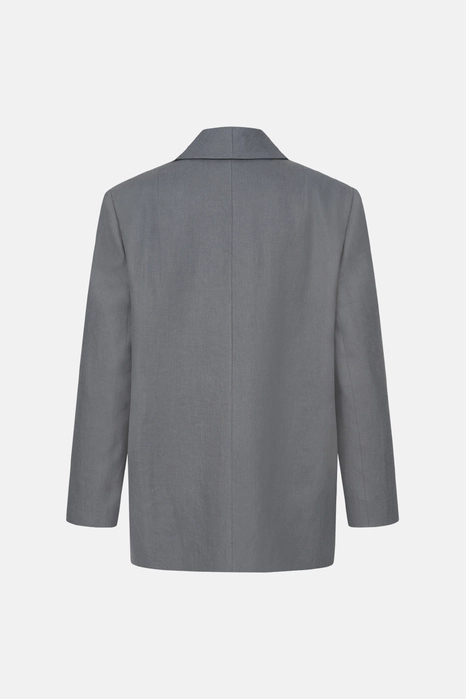 Жакет лляний двобортний оверсайз з підплічниками