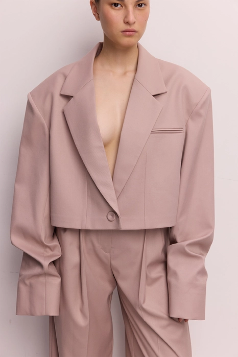 Жакет кроп котоновий зі збіркою на рукаві