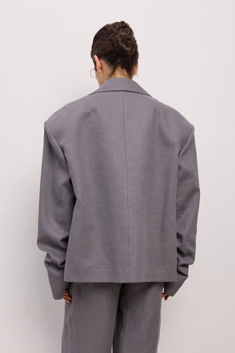 Жакет лляний оверсайз зі збіркою на рукаві