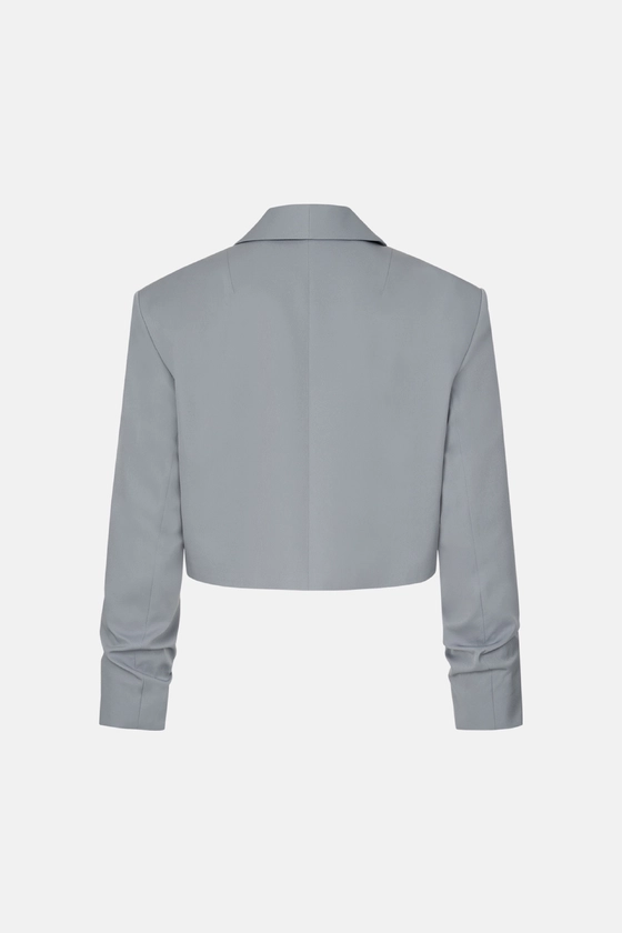 Жакет кроп котоновий зі збіркою на рукаві 