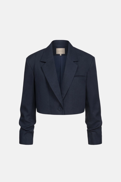 Жакет кроп лляний зі збіркою на рукаві