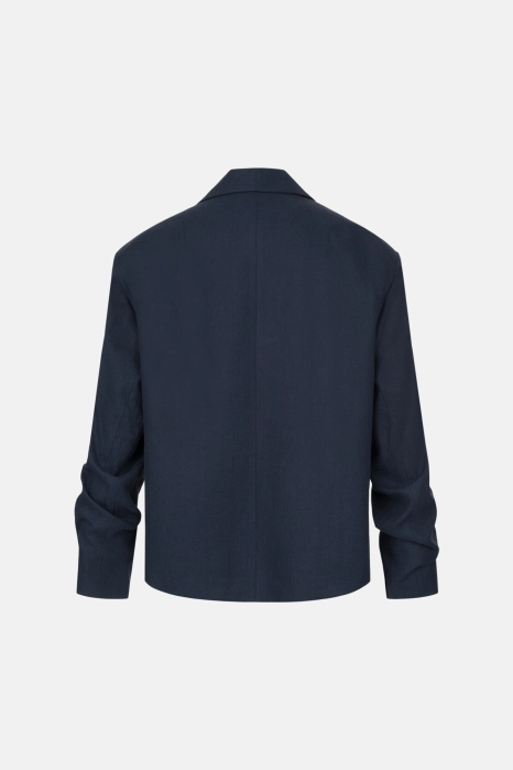 Жакет лляний оверсайз зі збіркою на рукаві