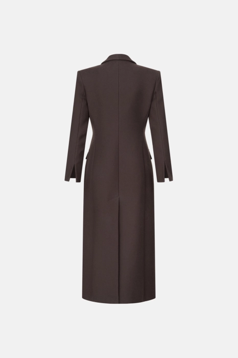 Fitted coat with accent shoulder