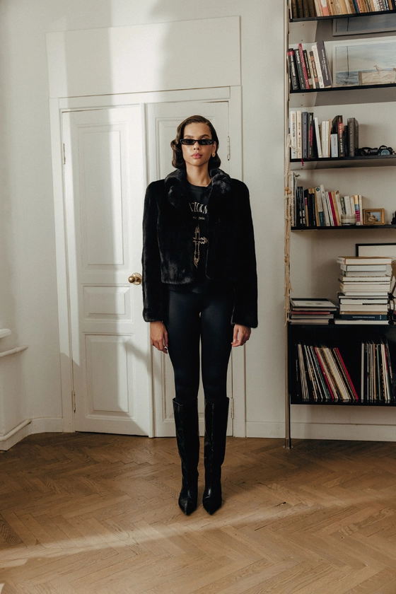 Вінтажна кроп-шуба з норки BlackGlama 