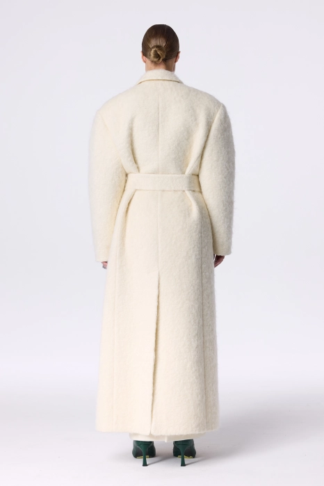 Двобортне пальто з альпаки з акцентним плечем