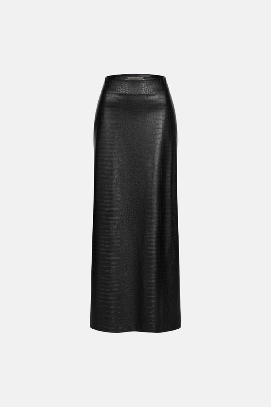 Спідниця з екошкіри максі з середньою посадкою 