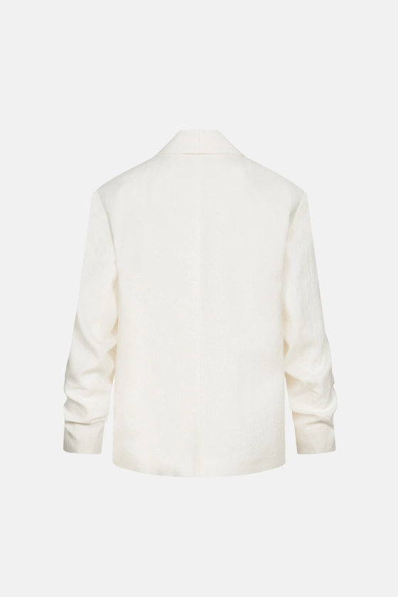 Жакет лляний оверсайз зі збіркою на рукаві 