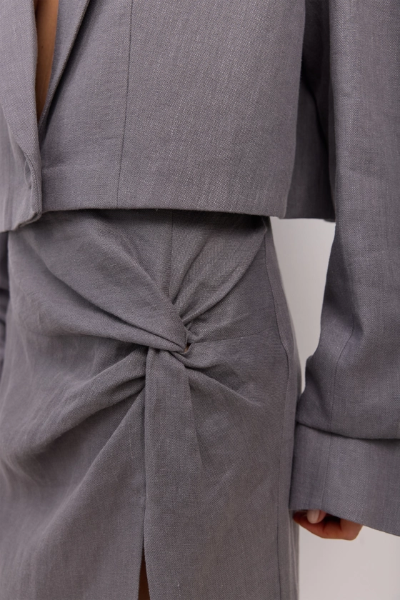 Спідниця лляна максі з вузлом 